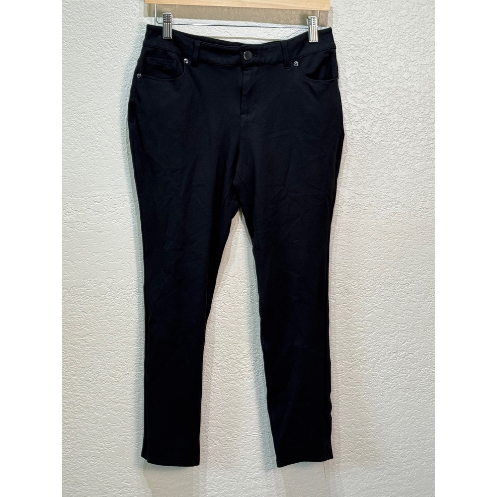 Cato‎ Women Black Mid Rise Slim Leg Ponte Comfortable Pants Size 8P